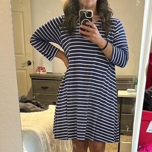 Blue and White Striped Dress